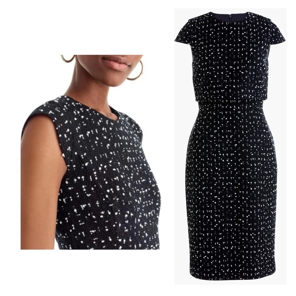 J.Crew Places Sheath Dress in Navy Dotted Tweed Size 4 NWT Style #AC413 - Picture 10 of 11